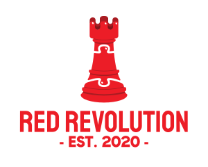 Red Chess Puzzle logo design