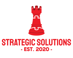 Strategy - Red Chess Puzzle logo design