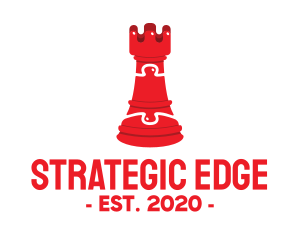 Strategy - Red Chess Puzzle logo design