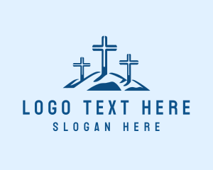 Three Crosses - Religious Cross Worship logo design