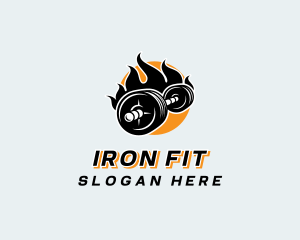 Barbell - Fire Barbell Fitness logo design