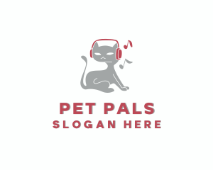 Pet Cat Headphones logo design