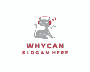 Music Note - Pet Cat Headphones logo design