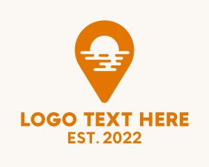 Beach Resort - Sunset Resort Pin Location logo design
