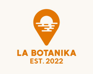 Orange - Sunset Resort Pin Location logo design