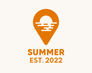 Sunset Resort Pin Location  logo design