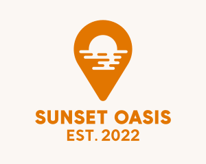 Sunset Resort Pin Location  logo design