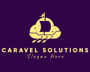 Caravel - Yellow Viking Boat logo design