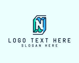 Shop - Outline Business Letter N logo design