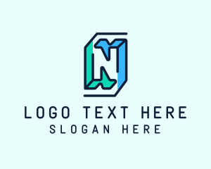 Outline Business Letter N logo design