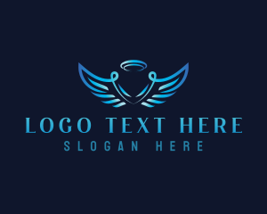 Heavenly - Holy Angel Wings logo design