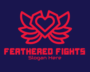 Heart Gaming Wings logo design