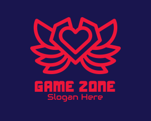 Heart Gaming Wings logo design