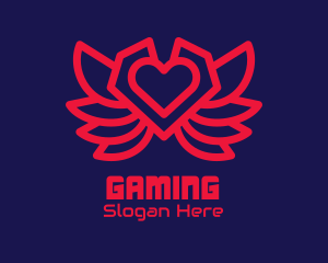 Flying - Heart Gaming Wings logo design