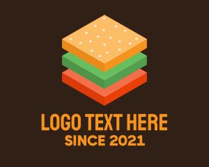 Fast Food - 3D Burger Sandwich logo design