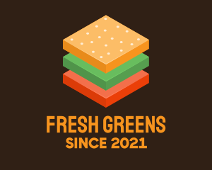 Lettuce - 3D Burger Sandwich logo design