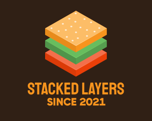 3D Burger Sandwich logo design