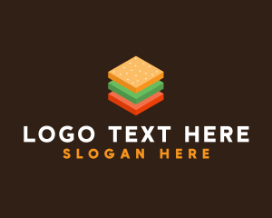 Bun - 3D Burger Sandwich logo design