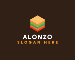 3D Burger Sandwich logo design