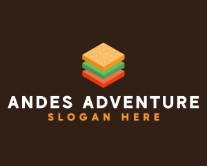 3D Burger Sandwich logo design