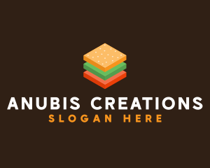 3D Burger Sandwich logo design