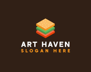 3D Burger Sandwich logo design