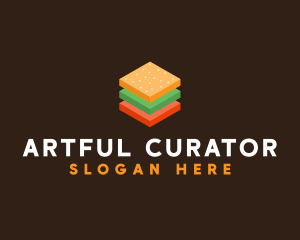 3D Burger Sandwich logo design