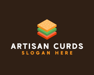 3D Burger Sandwich logo design