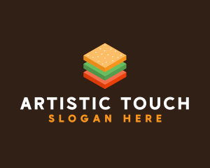 3D Burger Sandwich logo design