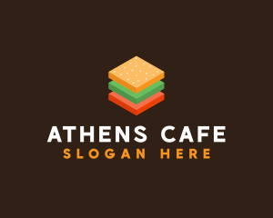 3D Burger Sandwich logo design