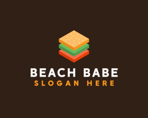 3D Burger Sandwich logo design