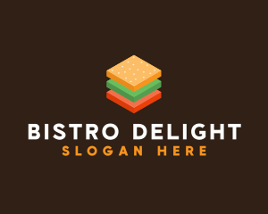 3D Burger Sandwich logo design