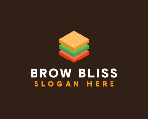 3D Burger Sandwich logo design