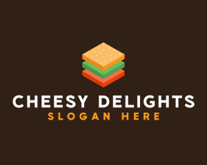 3D Burger Sandwich logo design