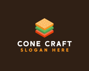 3D Burger Sandwich logo design