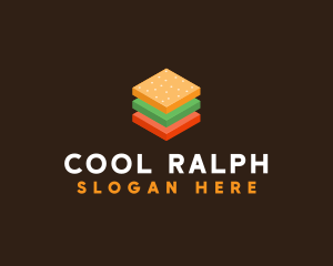 3D Burger Sandwich logo design