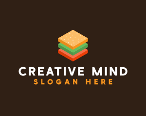 3D Burger Sandwich logo design