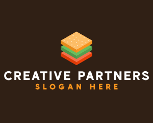 3D Burger Sandwich logo design