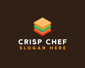 3D Burger Sandwich logo design