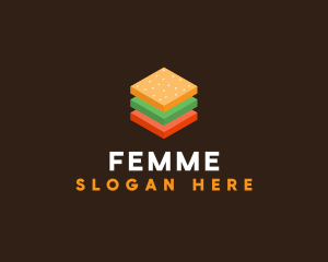 3D Burger Sandwich logo design