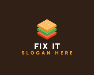 3D Burger Sandwich logo design