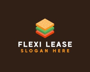 3D Burger Sandwich logo design