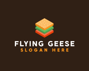 3D Burger Sandwich logo design