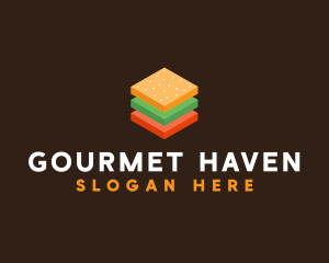 3D Burger Sandwich logo design