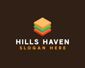 3D Burger Sandwich logo design