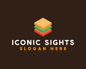 3D Burger Sandwich logo design