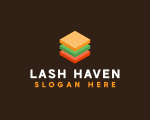 3D Burger Sandwich logo design