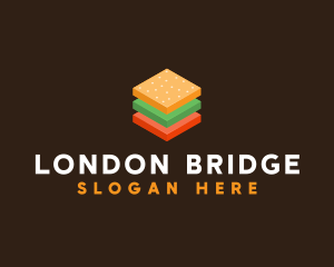 3D Burger Sandwich logo design