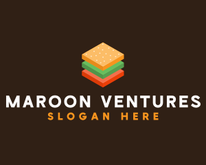 3D Burger Sandwich logo design