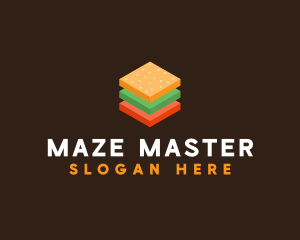 3D Burger Sandwich logo design